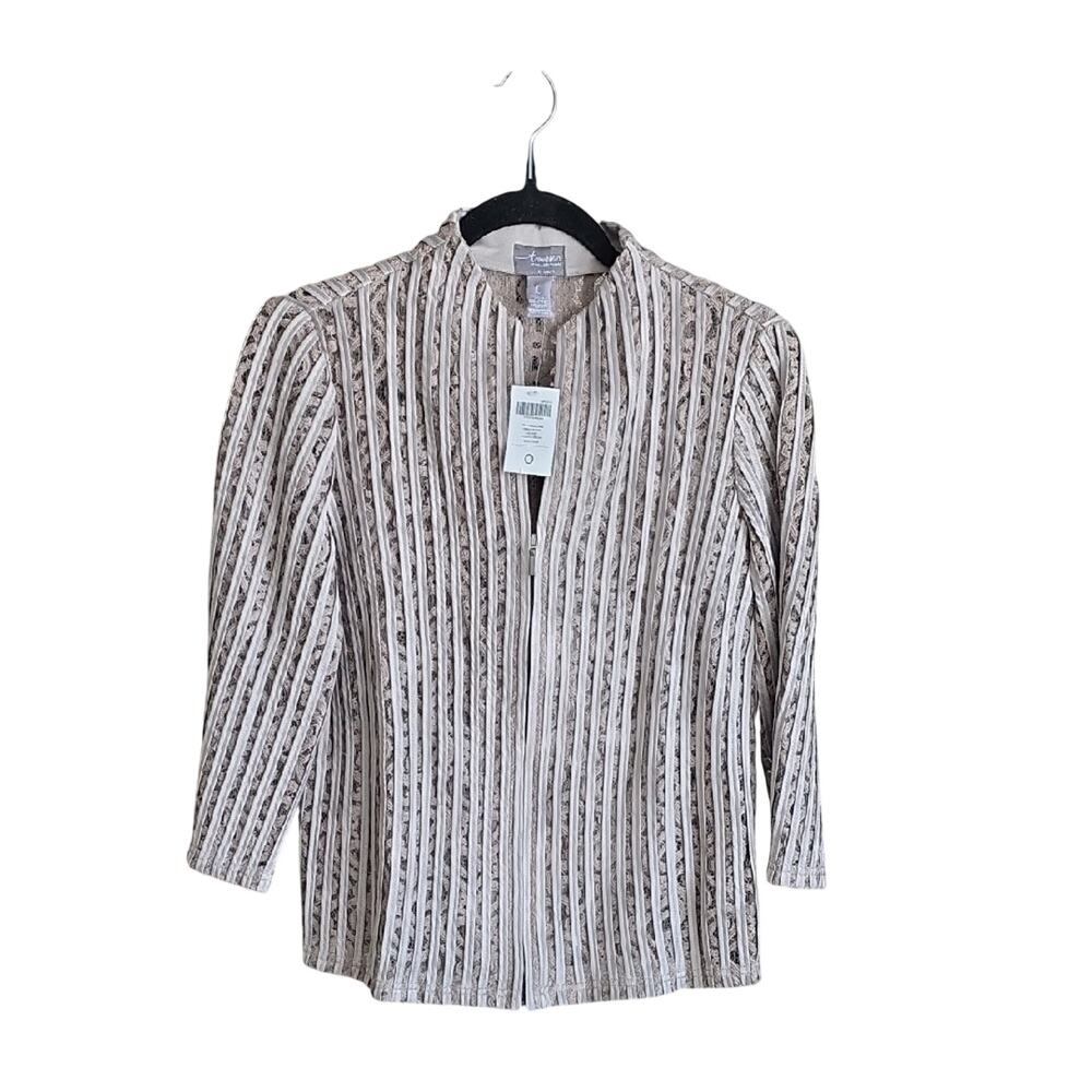 Chico's Travelers Lace Vera Jacket Striped Womens Size Small NWT